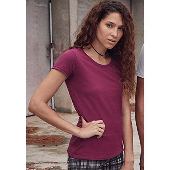 Fruit Of The Loom Damen/Damen Ringspun Premium T-Shirt (Oxblood) - Image 4