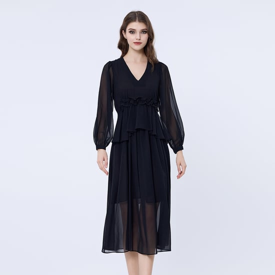 Langes Rüschenkleid aus Chiffon - Image 1