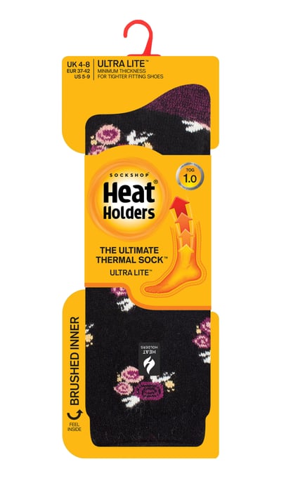 Heat Holders Damen Ultra Lite Thermal Brushed Inner Yarn Design Socken Schwarz (Murcia) - Image 2