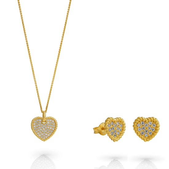 Orphelia 'Elite' Women's 925 Sterling Silver Set: Necklace + Earrings - Gold SET-7566/G
