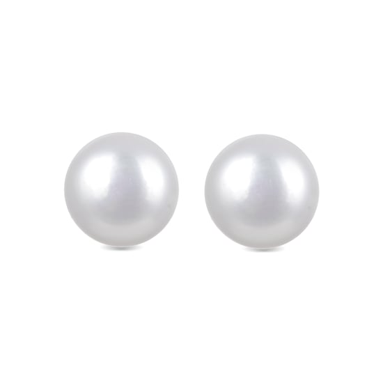 Luxenter Essential Earrings in 925 Sterling Silver and White Pearl finished in 18 carat yellow gold