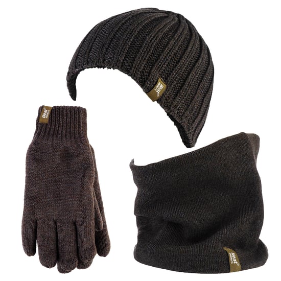 Wärmehalter - Thermische Wintermütze, Halswärmer und Handschuhe aus Fleece für Männer - Khaki Grün - Image 1