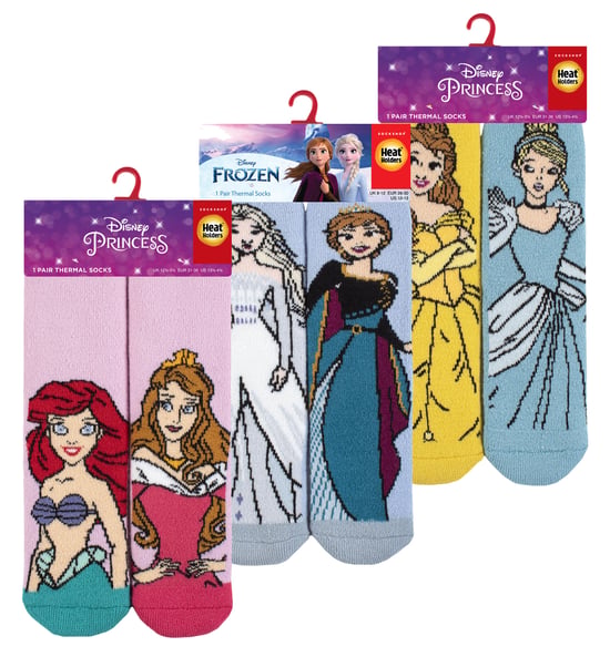 3 Paar Multipack Neuheit Mädchen Disney Socken | Wärmehalter | Kinder Thermal Warm Lite Prinzessin Socken - Disney Princess - Image 2