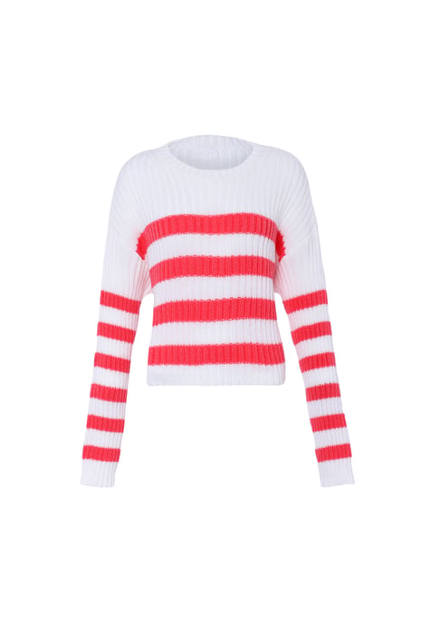 Mymo Strickpullover Damen Wollweiss Koralle - Image 1