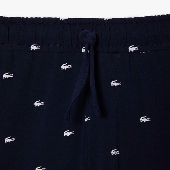 Men's Lacoste Crocodile Print Cotton Jersey Pyjama Shorts in Blue