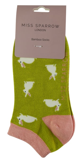 Damen Bambus Trainer Socken | Miss Sparrow | Atmungsaktive Low Cut Socken für Frauen - Kaninchen (Lime) - Image 2
