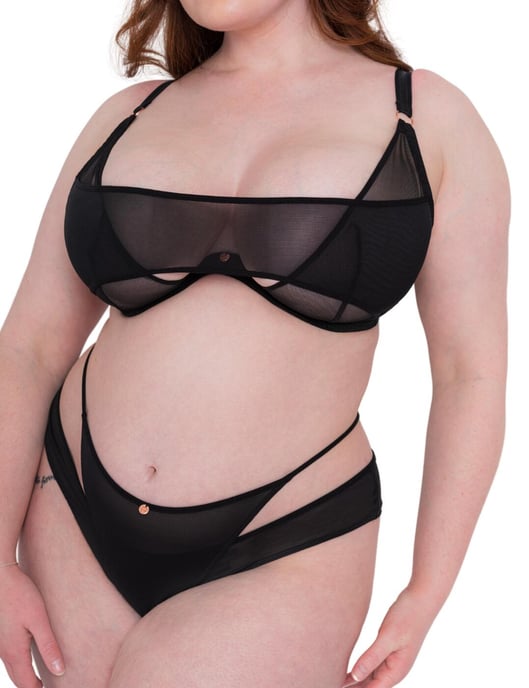 Scantilly by Curvy Kate Peep Show Deep Plunge Bra - Black