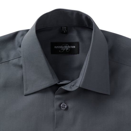 Russell Collection Herren Langarmhemd aus pflegeleichter Poly-Baumwolle aus maßgeschneiderter Popeline (Convoy Grey) - Image 5