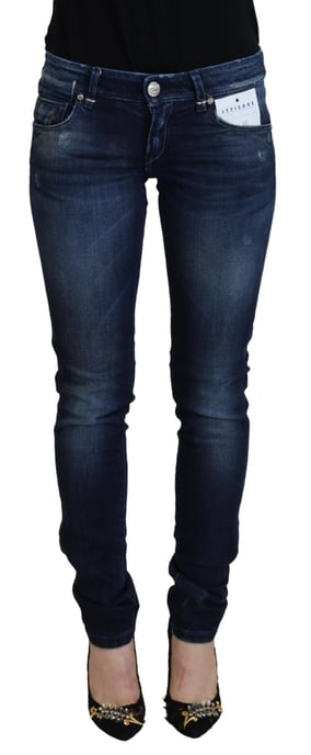 Acht Blaue Baumwolle Niedrige Taille Slim Fit Damen Freizeit Denim Damen Jeans - Image 1