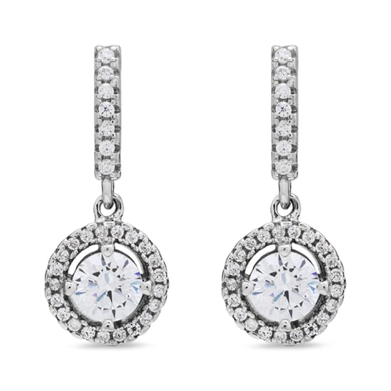 Luxenter Ohrringe, 925 Sterling Silber Gusu und glänzende Zirkonia mit rhodinierter Oberfläche - Image 1