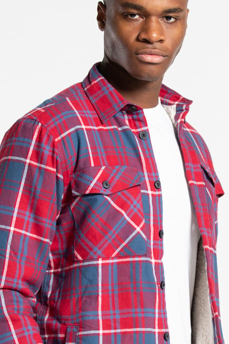 Cotton Long Sleeve Borg Lined Check Shirt