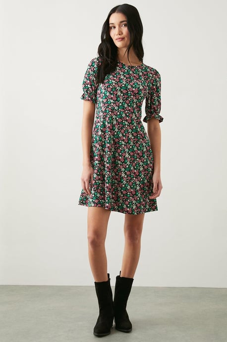 Ditsy Floral Short Sleeve Mini Dress