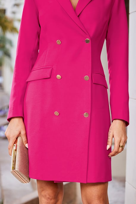 Pink Double Breasted Blazer Dress