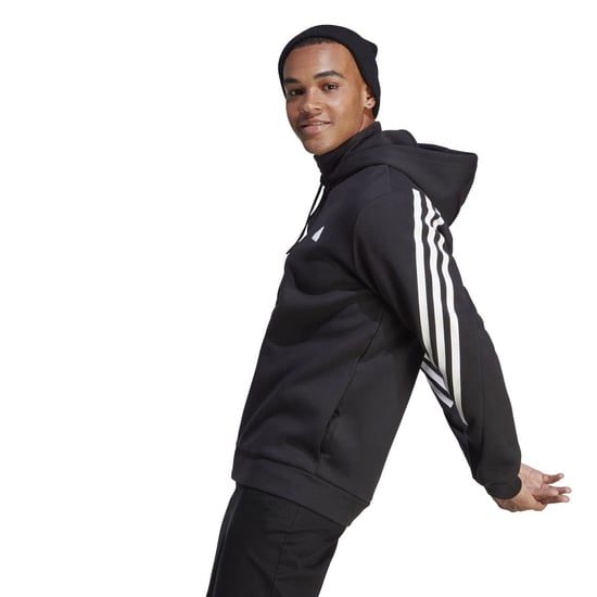 Men's adidas Future Icons 3 Stripes Full-Zip Hoodie in Black-White