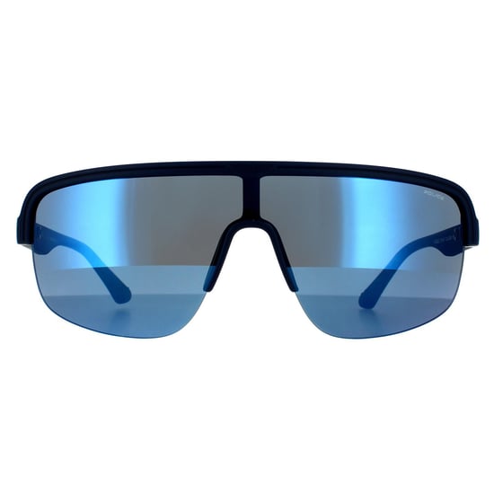 Police Semi Rimless Mens Matte Midnight Blue Mirrored Sunglasses