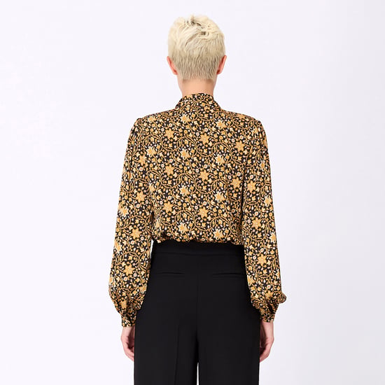 Bluse mit Ascot-Krawatte und Art-Deco-Print - Image 6