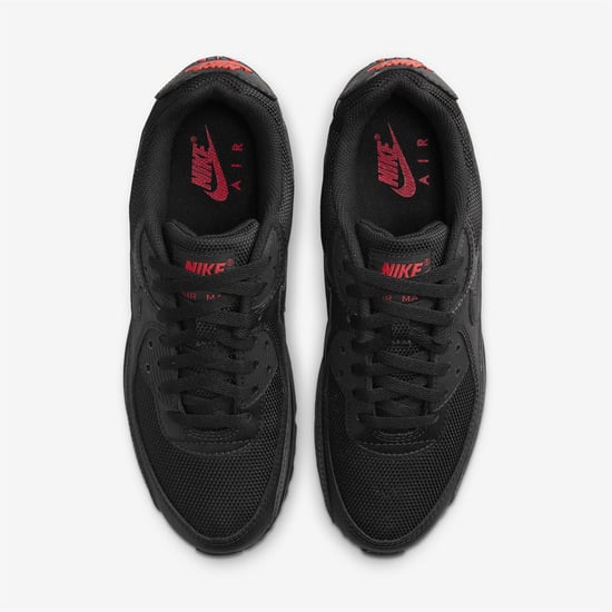 Nike Air Max 90 Herren Turnschuhe in Schwarz/Schwarz/Hellkarminrot - Image 5
