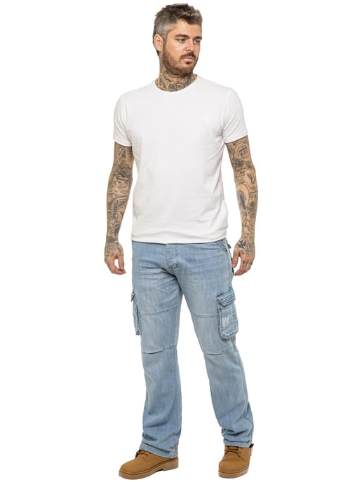 Enzo | Herren Cargo Combat Jeans - Hellblau - Image 6