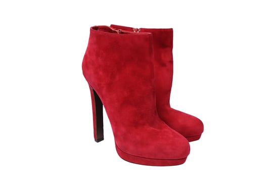Alexander McQueen Stiefeletten aus rotem Wildleder - Image 3