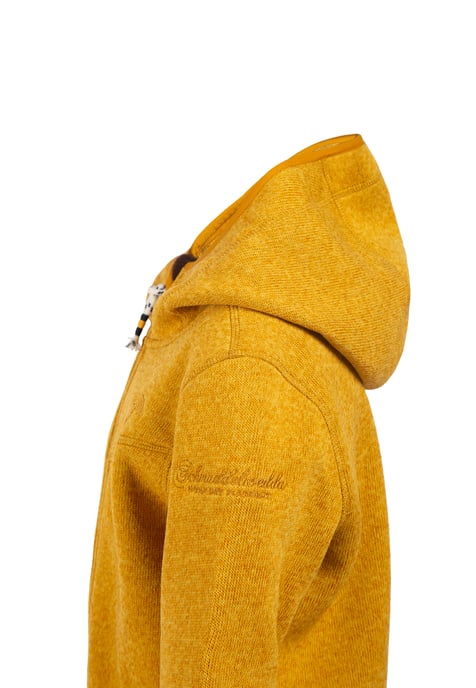 Schmuddelwedda Strickfleecejacke Mädchen Senf Melange-280 - Image 3