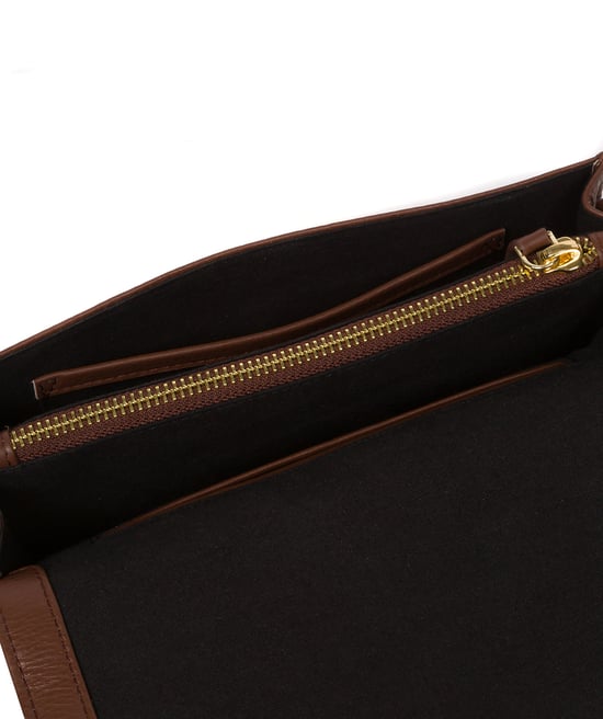 Gwen' Dark Tan Nappa Leather Cross Body Bag
