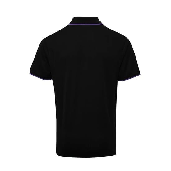 Premier Mens Coolchecker Contrast Pique Polo Shirt (Black/Purple)