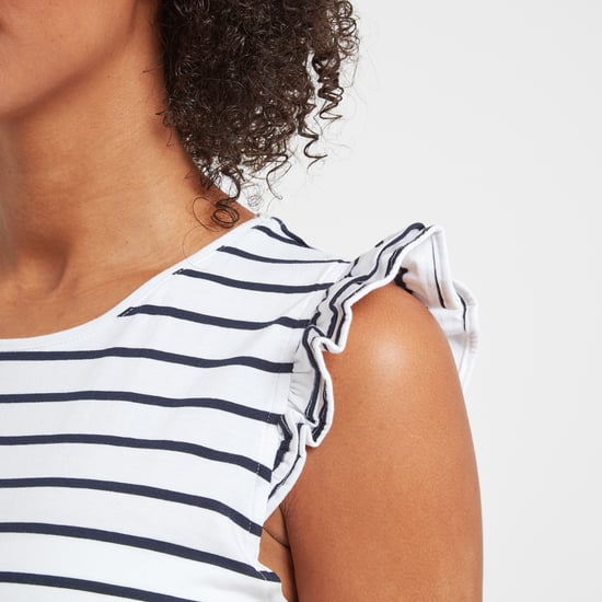 Maribel Womens T-Shirt Optic White Stripe
