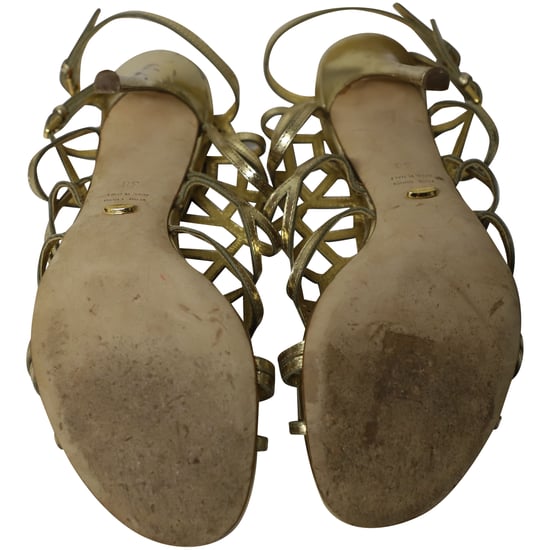 Sergio Rossi Puzzle Caged Sandalen aus goldfarbenem Leder - Image 5