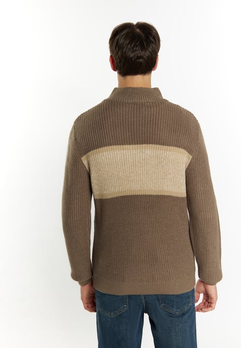 Mo Grobstrickpullover Herren Oliv Mehrfarbig - Image 4
