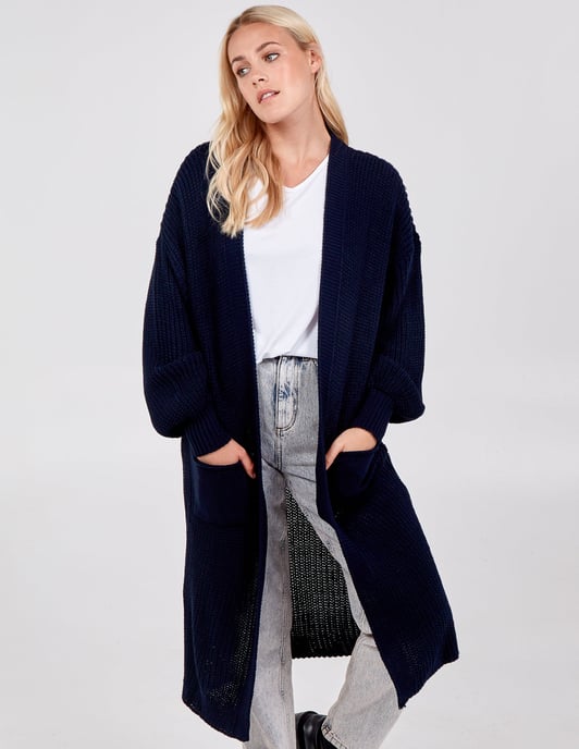 Cardigan à double poche en ligne longue - Image 1
