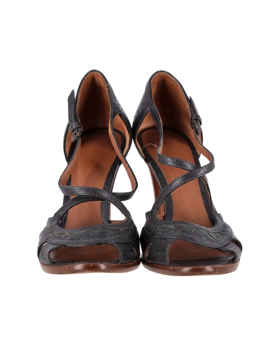 Bottega Veneta Peeptoe Riemchensandalen aus schwarzem Leder - Image 2