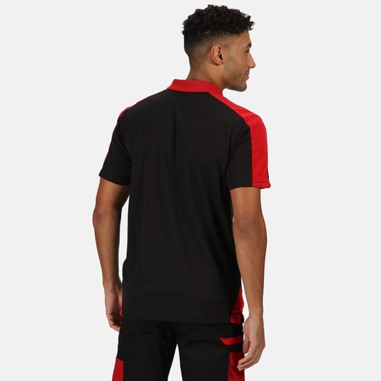 Regatta Mens Contrast Coolweave Polo Shirt (Schwarz/Klassisch Rot) - Image 4
