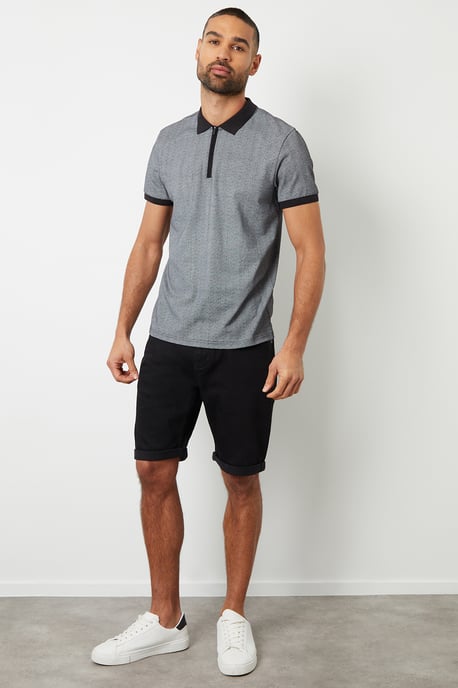 Black 'Edmonton' Turn Up Denim Shorts