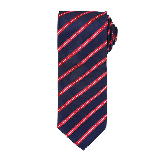 Premier Mens Sports Streifenmuster Formal Arbeit Krawatte (Marine/ Rot) - Image 1