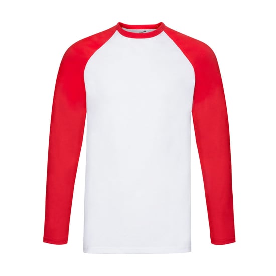 Fruit of the Loom - T-Shirt für Herren - Baseball Langärmlig (Weiß/Rot) - Image 1
