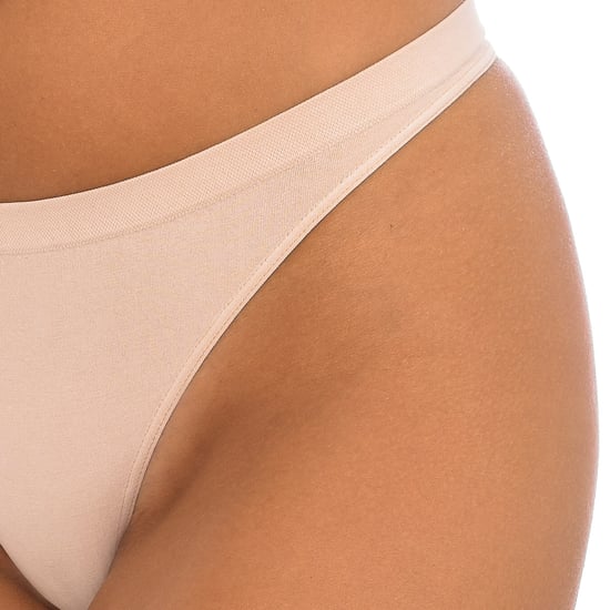 Essential cotton and fiber seamless thong 94405 woman