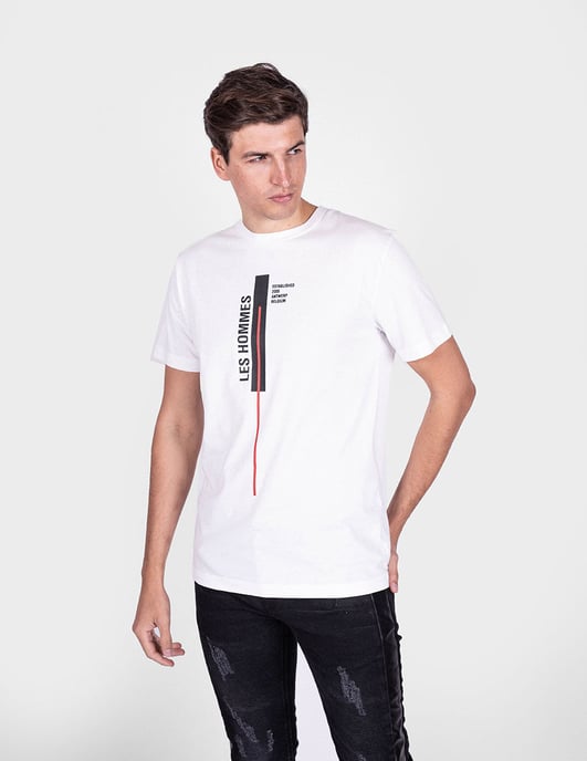 Les Hommes T-shirt Vertical Line Men's White