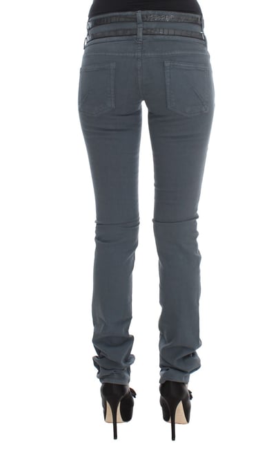 John Galliano - Jean Slim taille haute en coton mélangé bleu pour femme - Image 3