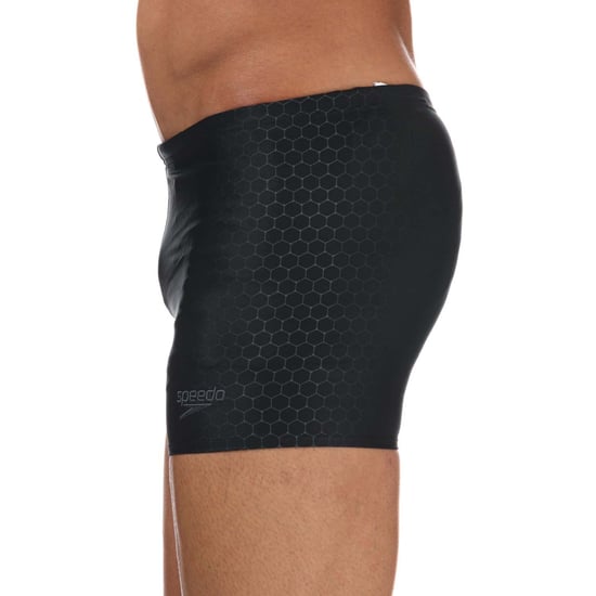 Men's Speedo Placement Aquashort in Black Grey