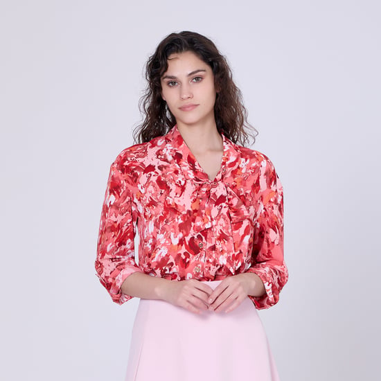Bluse mit Ascot-Krawatte und abstraktem Druck - Image 2
