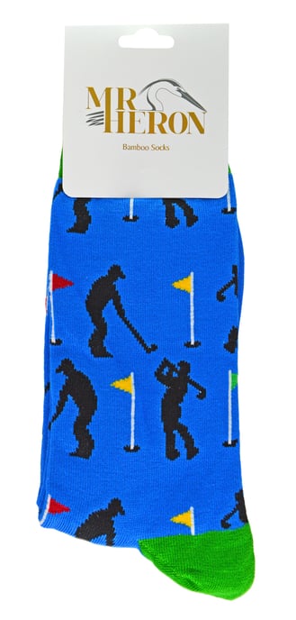 Herr Heron - Herren Neuheit lustig Golf Socken - Golfer (blau) - Image 2