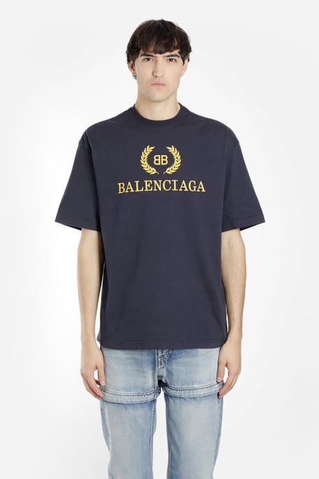 Balenciaga Classic BB Logo Oversized T-Shirt Navy