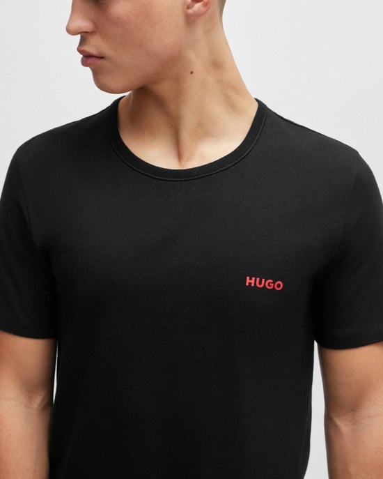 HUGO Mens  Three-Pack of Underwear T-Shirts in Cotton with Logos NOS - Image 3