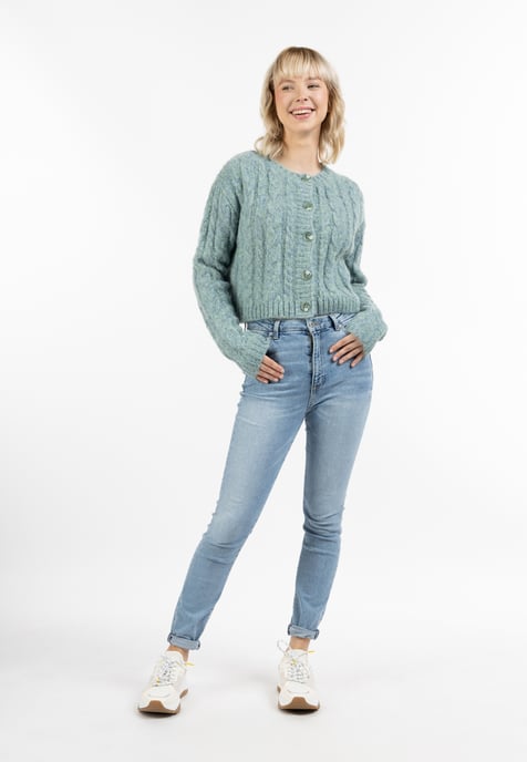 Mymo Strickjacke Damen Blau Mint Melange - Image 2