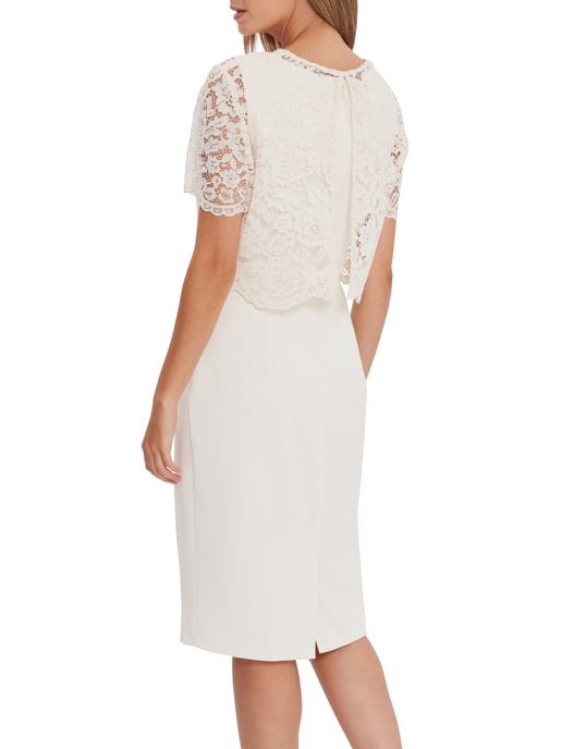 Kora Moss Crepe Dress Lace Overtop