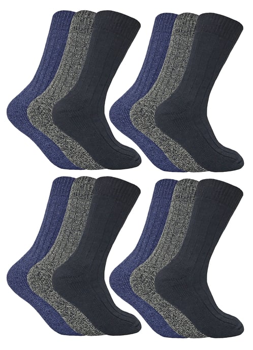 Socke Snob - 12 Paar Herren Wolle Boot Socken für Wandern - blau - Image 1