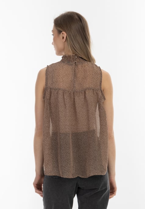 Dreimaster Bluse Damen Braun Wollweiss - Image 4
