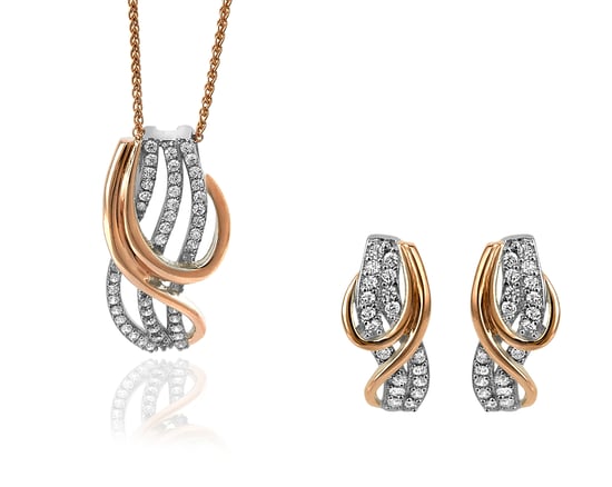 Orphelia 'Elsia ' Damen 925 Sterling Silber Set: Kettenanhänger + Ohrringe - Silber/Rosé SET-7027 - Image 1
