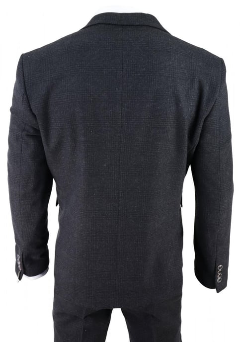 Herren Schwarzes 3-Teiliges Tweed-Anzug Peaky Blinders 1920er Gatsby Klassischer Schnitt - Image 6