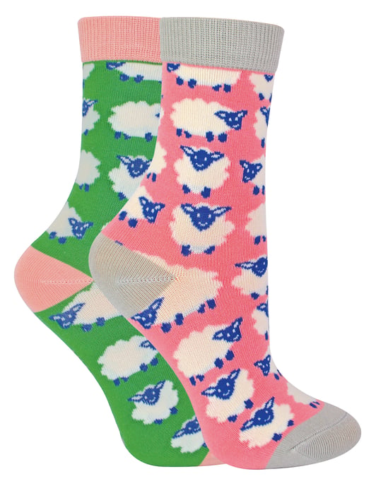 Miss Sparrow - 2er-Pack Mädchen Bambus Tier gemusterte Socken - Schaf - Image 1